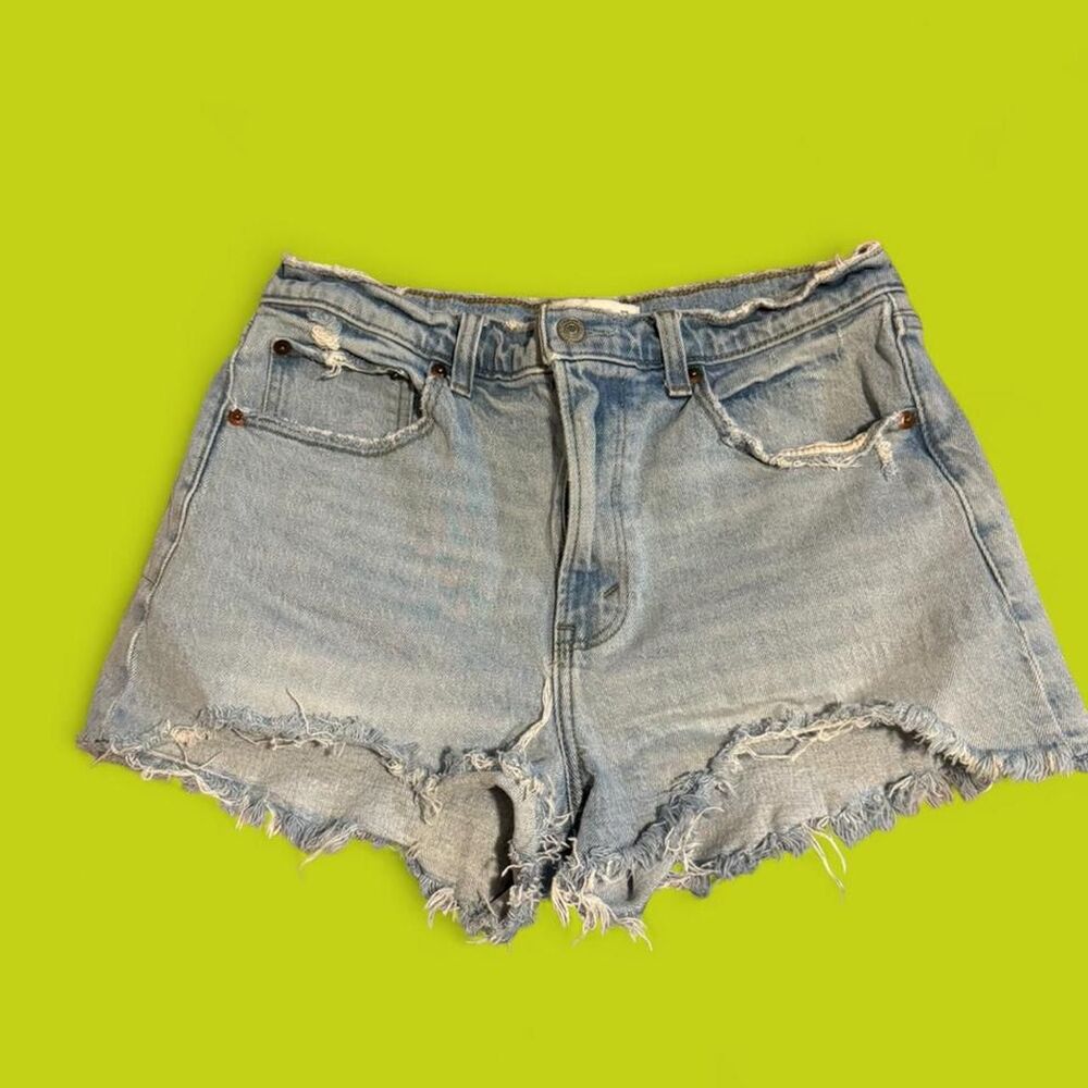 Abercrombie & Fitch "The Mom Short" High Rise distressed cut off shorts sz 6